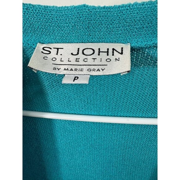 St John Size P Santana Knit Short Sleeve Cardigan Sweater Logo Buttons - Picture 3 of 7